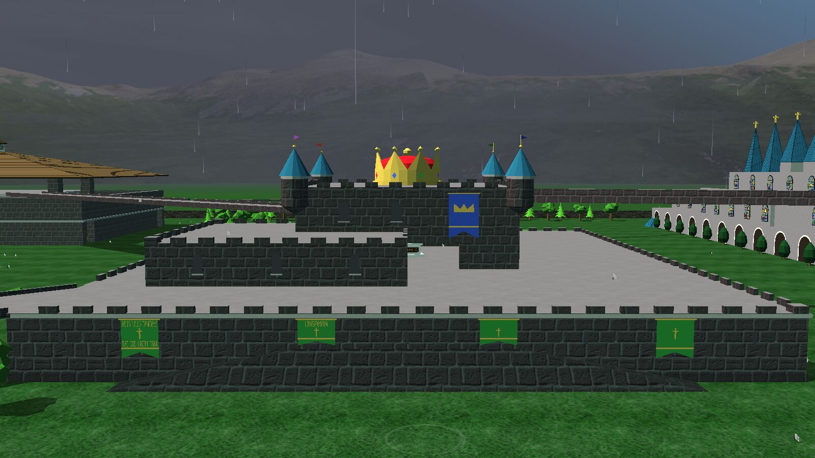 Rain and dark skies over the castle